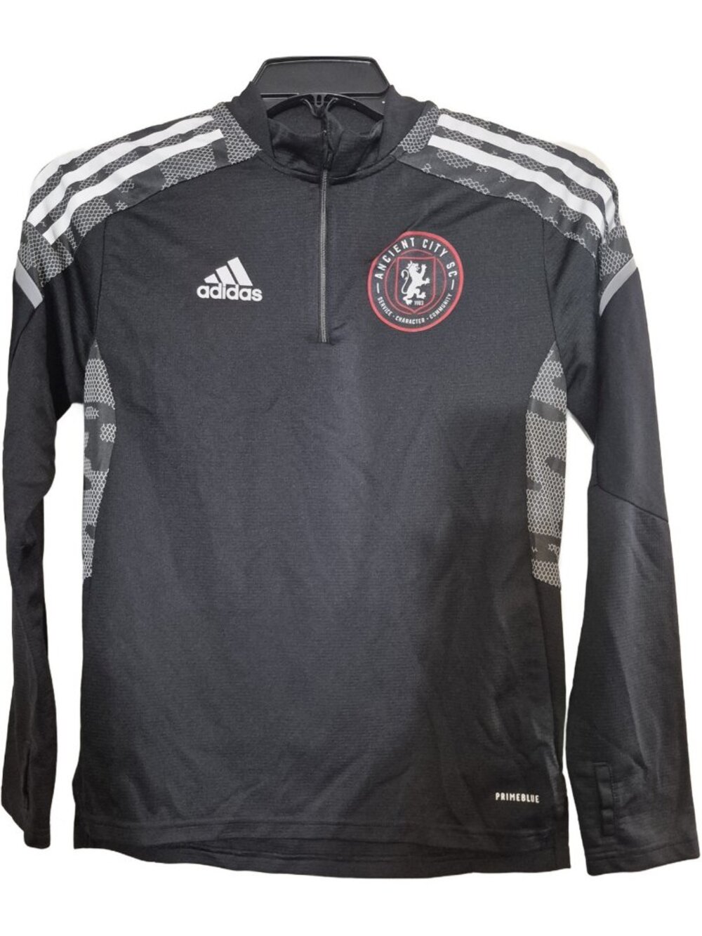 adidas Ancient City SC Soccer 1/4 Zip Training Top Youth L 13-14Y Black